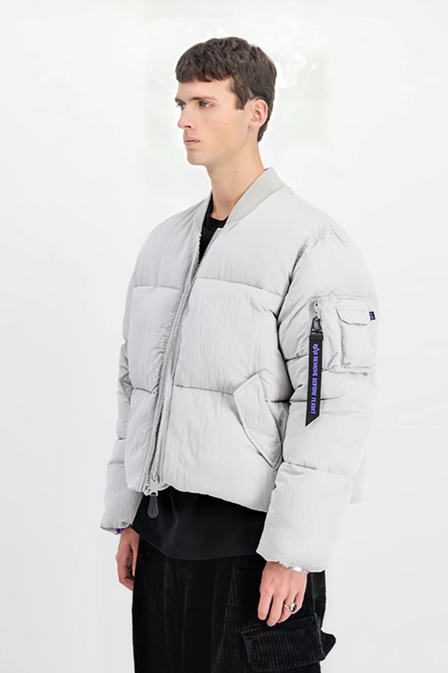 NWT Alpha Industries Ma-1 Puffer Pastel Grey Sz M